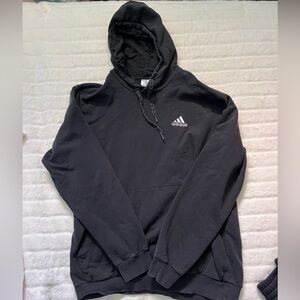 adidas Black Pullover Hoodie with White Logo